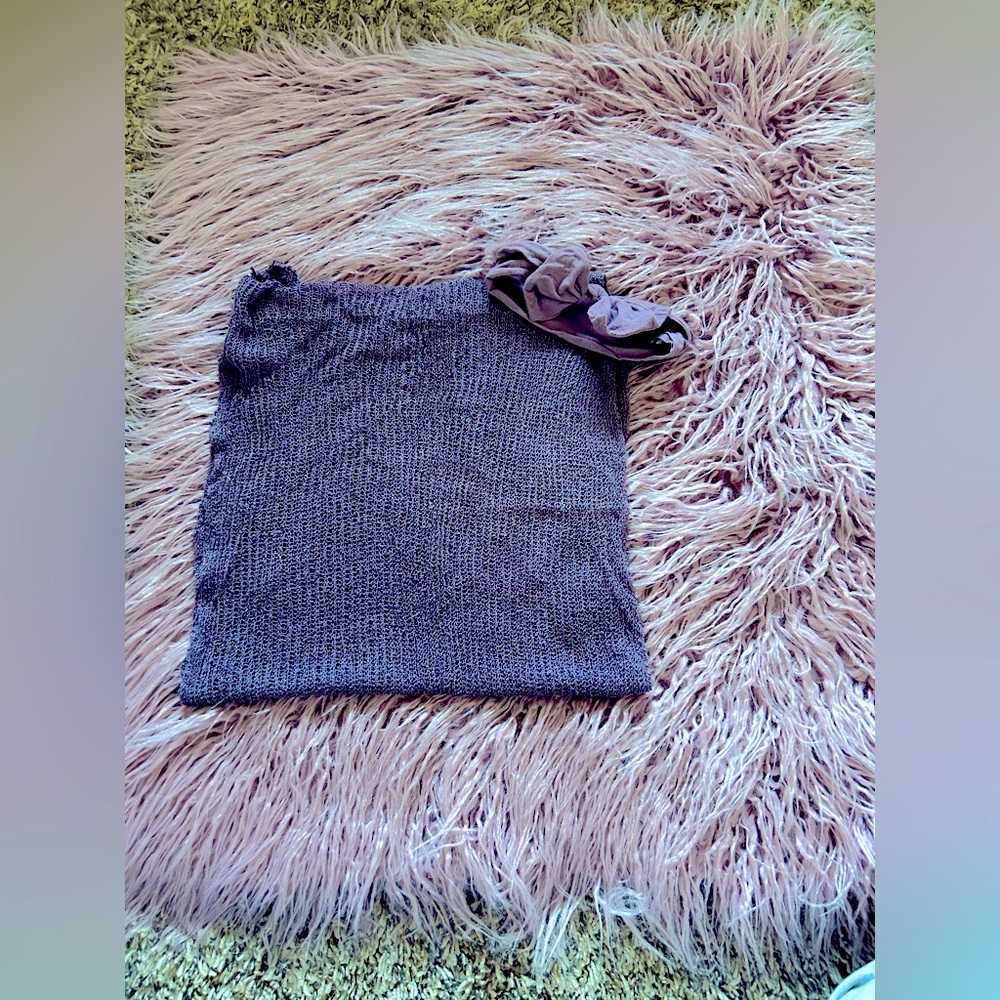 Purple wrap/headband and pink/purple blanket